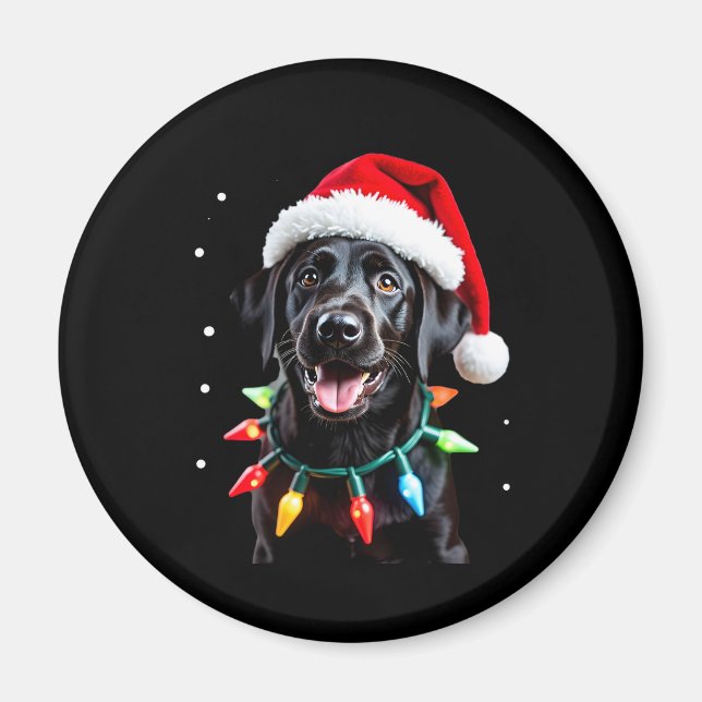 Svart lab Labrador Julgran Light Pajama Hund Magnet (Framsidan)