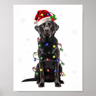 Svart lab Labrador Julgran Light Pajama Hund Poster