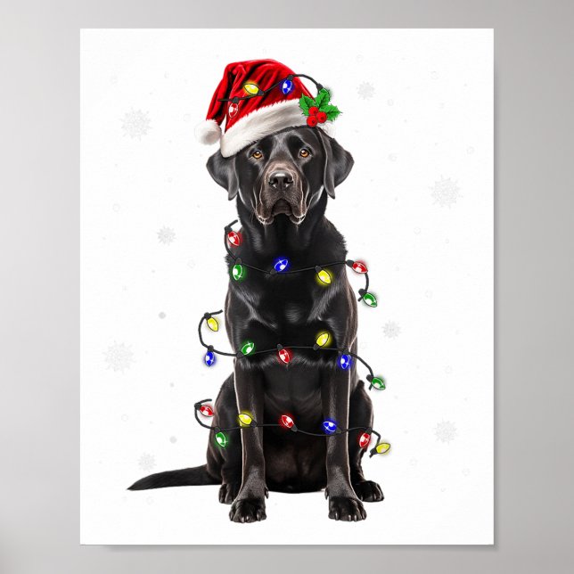 Svart lab Labrador Julgran Light Pajama Hund Poster (Framsidan)