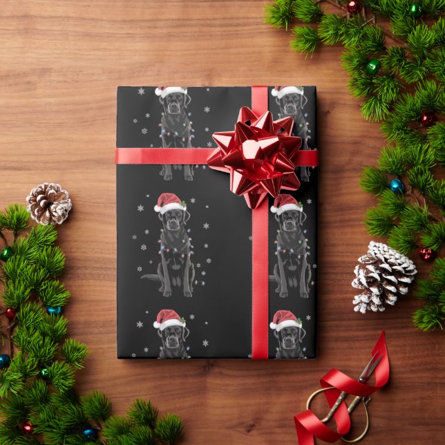 Svart lab Labrador Julgran Light Pajama Hund Presentpapper (Julgåva)