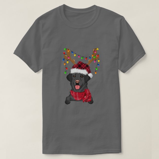 Svart lab Labrador Julgran Light Pajama Hund T Shirt (Design framsida)