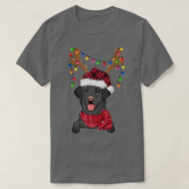 Svart lab Labrador Julgran Light Pajama Hund T Shirt (Design framsida)