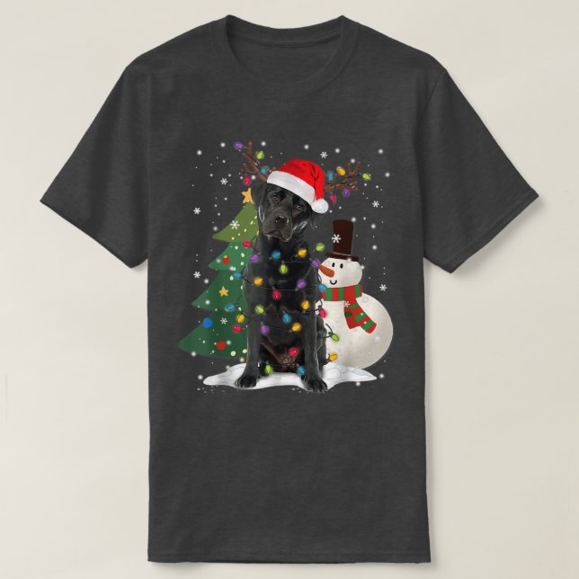 Svart lab Labrador Julgran Light Pajama Hund T Shirt (Design framsida)