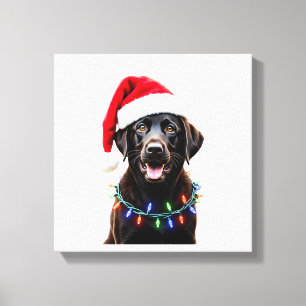Svart Lab Labrador Julgran Ljusstake Pajamas Hund Canvastryck