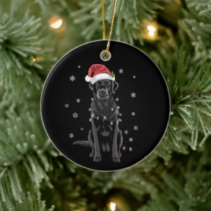 Svart Lab Labrador Julgran Ljusstake Pajamas Hund Julgransprydnad Keramik