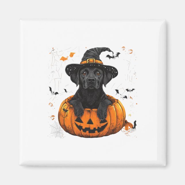 Svart lab Labrador Pumpkin Halloween Thanksgiving Magnet (Framsidan)