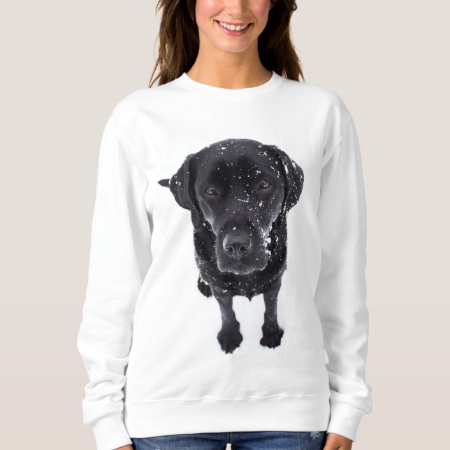 Svart lab - Labrador Snö Puppy Tee Shirt (Framsida)
