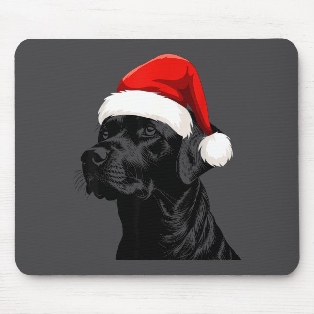 Svart Lab Labrador Tomte Hatt Jul Semester Husdjur Musmatta (Framsidan)