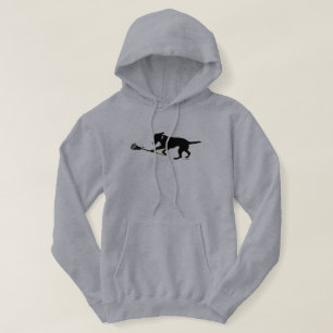 Svart lab leka Lacrossemanar Hooded tröja Munkjacka