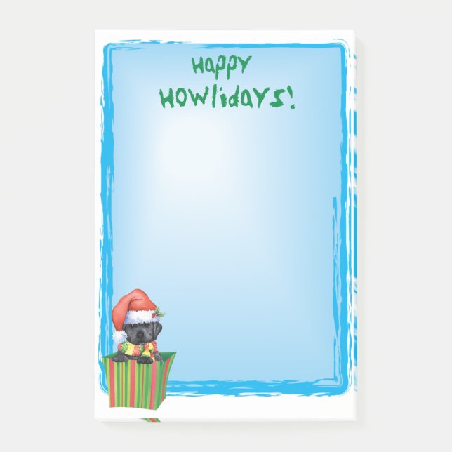 Svart lab lyckliga Howlidays Post-it Block (Framsida)