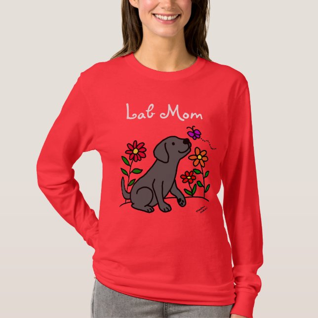 Svart lab mamma & grönt t shirt (Framsida)