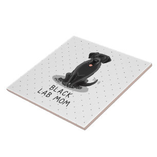 Svart lab Mamma (Labrador Retriever Mamma) Cute Hu Kakelplatta