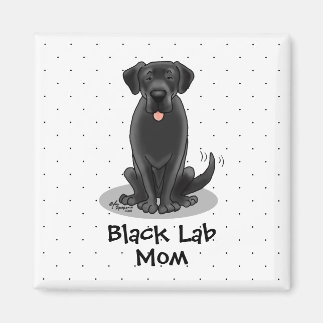 Svart lab Mamma (Labrador Retriever Mamma) Hund Ma Magnet (Framsidan)