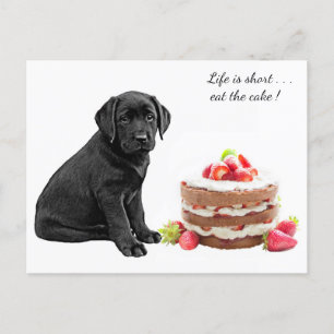 Svart lab marionett - Hund Birthday - Labrador Hun Vykort