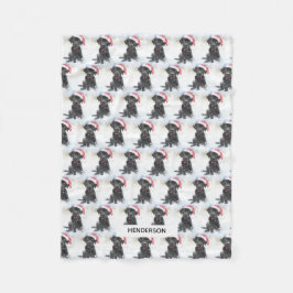 Svart lab marionett i Santa Hat eller Anpassningsb Fleecefilt