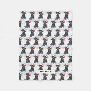 Svart lab marionett i Santa Hat eller Anpassningsb Fleecefilt