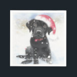 Svart lab marionett med jultomtehatt Anpassningsba Pappersservett<br><div class="desc">Toppen söta pappra blöjor med en vattenfärgad återgivning av en Svart lab marionett i snö,  med en julhatt. Perfekt för vinterjulens helgdagar - garanterade sjömil från hundälskarna och Labrador mammor och pappor.</div>