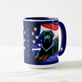 Svart lab med American Flagga Patriotic Mugg