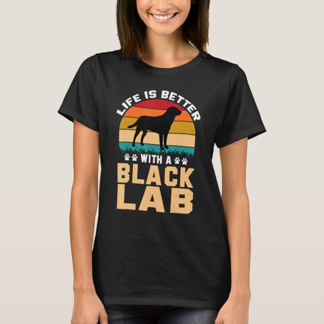 Svart lab med Svart lab 1 T Shirt (Framsida)