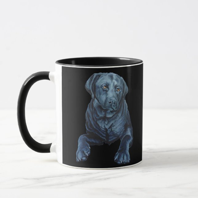 Svart lab Mugg-kaffet Kopp Blue Hund Art Kopp (Vänster)