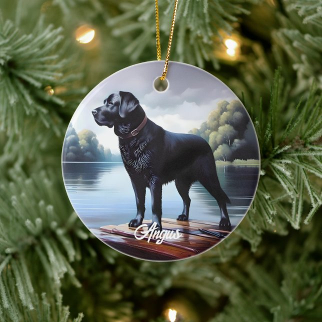 Svart Lab och sjö Julgransprydnad Keramik (Träd)