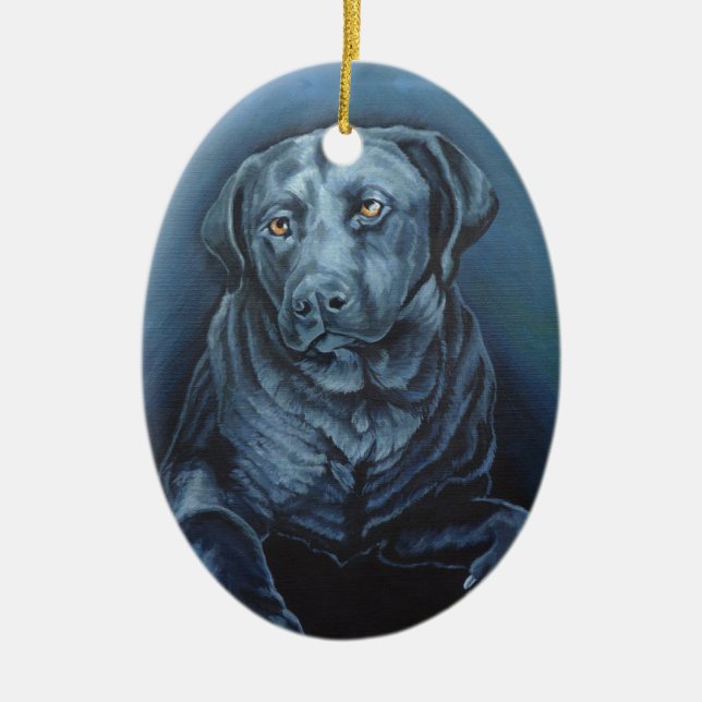Svart lab Ornament Personlig Blue Hund Ornament (Framsidan)