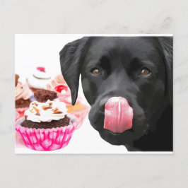 svart lab Party - Hund födelsedagen - Cupkaka Labr Vykort