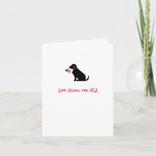 Svart lab Patriotic Hund Silhouette American Flagg Kort