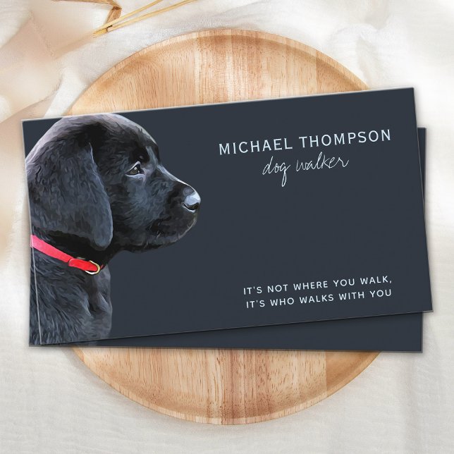 Svart lab Pet Hund Business Dog Walker Visitkort (Skapare uppladdad)