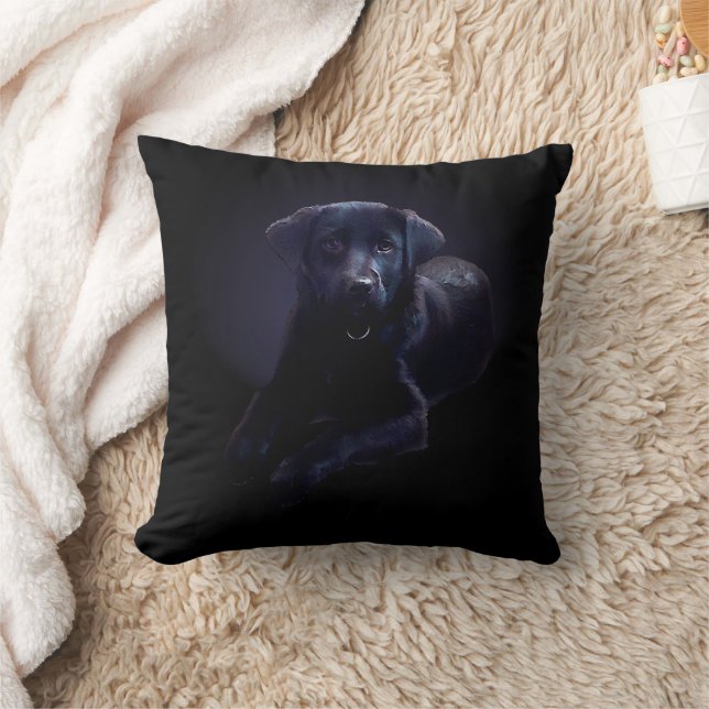 Svart lab Pillow Rosey Puppy Hund Dekorativ kudde (Filt)