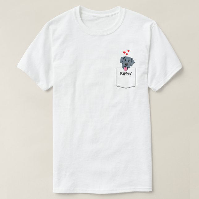 Svart lab Pocket Puppy T Shirt (Design framsida)