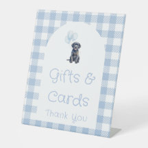 Svart Lab Puppy Blå Baby Shower Presentkort och Ko