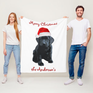 Svart lab Puppy Hund jul Labrador Fleecefilt