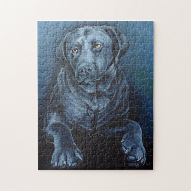 Svart lab Puzzle Personlig Hund Art Puzzle Pussel (Vertikal)