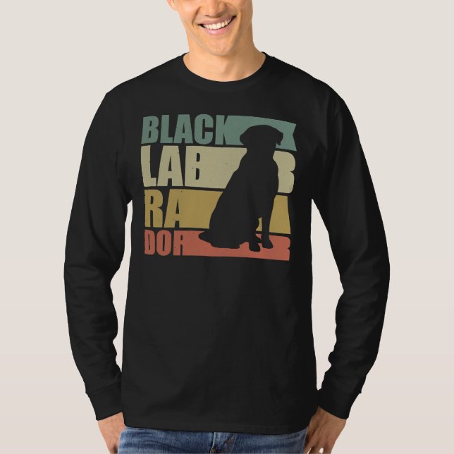 Svart lab Retro Labrador Retriever Hund T Shirt (Framsida)