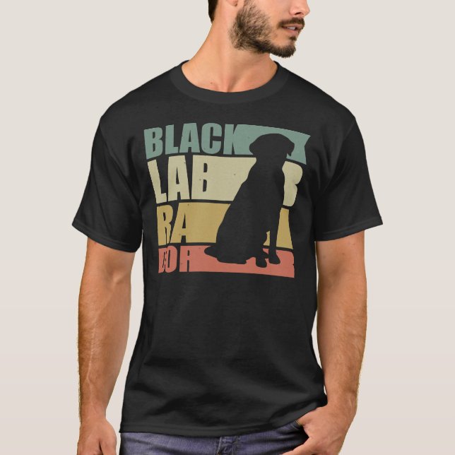 Svart lab Retro Labrador Retriever Hund T Shirt (Framsida)