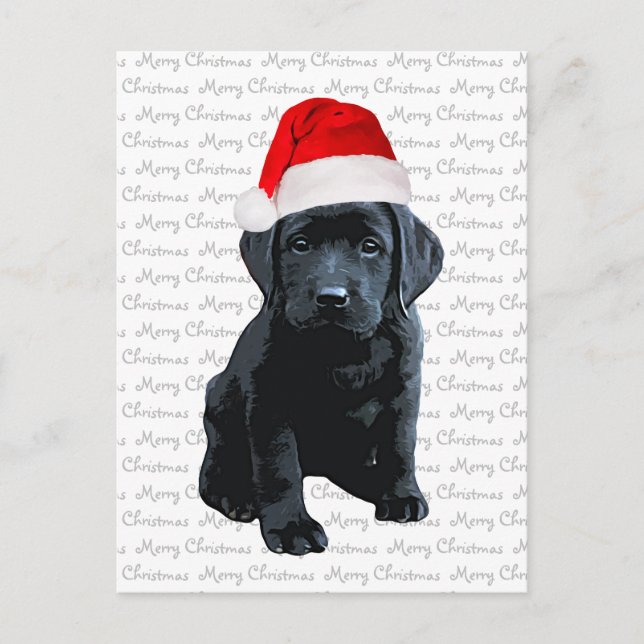 Svart lab Santa Hund God jul - Labrador Hund Helg Vykort (Framsida)