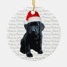 Svart lab Santa Hund-God jul Labrador Hund Julgransprydnad Keramik
