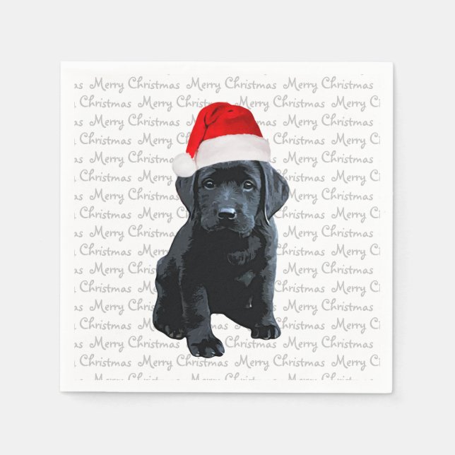 Svart lab Santa Hund-God jul Labrador Hund Pappersservett (Framsidan)