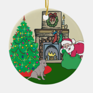 Svart lab Santas gåva Julgransprydnad Keramik