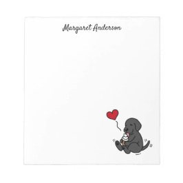 Svart Lab slickar Glass Cartoon Notepad Anteckningsblock