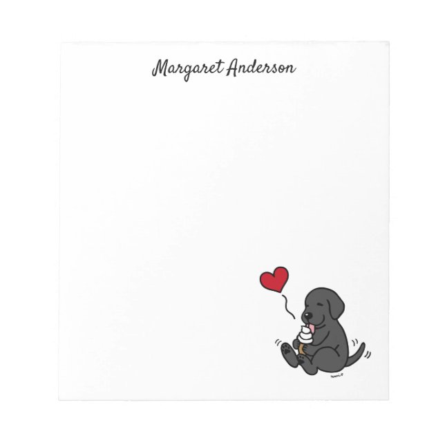 Svart Lab slickar Glass Cartoon Notepad Anteckningsblock (Framsida)
