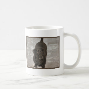 svart lab snöstorm kaffemugg