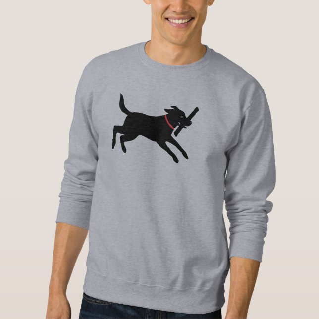 Svart lab spring för skämtsam hund för Labrador Sweatshirt (Framsida)