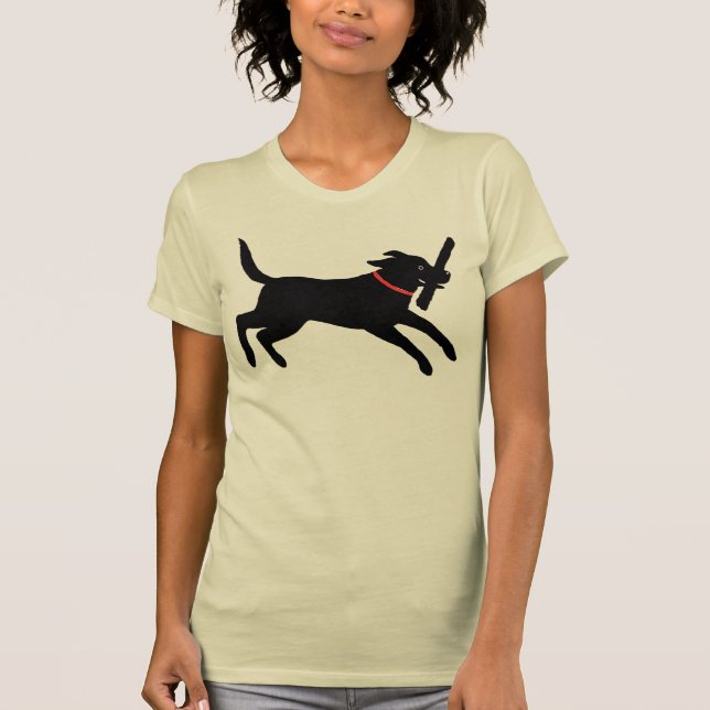 Svart lab spring för skämtsam hund för Labrador Tee (Framsida)