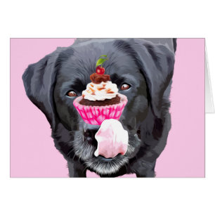 Svart lab Tillfällen-kort - cupkakekort - Hund Hälsningskort