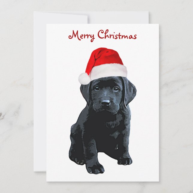 Svart lab tomten - God jul - Santa Hund Inbjudningar (Framsida)