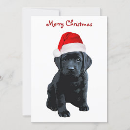 Svart lab tomten - God jul - Santa Hund Inbjudningar