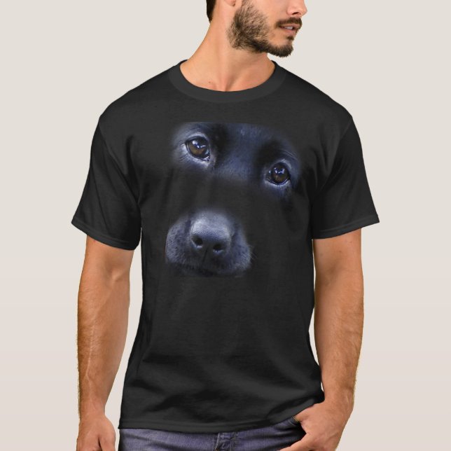 Svart lab valpansiktet-skjorta tee shirt (Framsida)