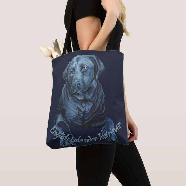 Svart lab väskor Blue Hund Art Tote bags (Närbild)